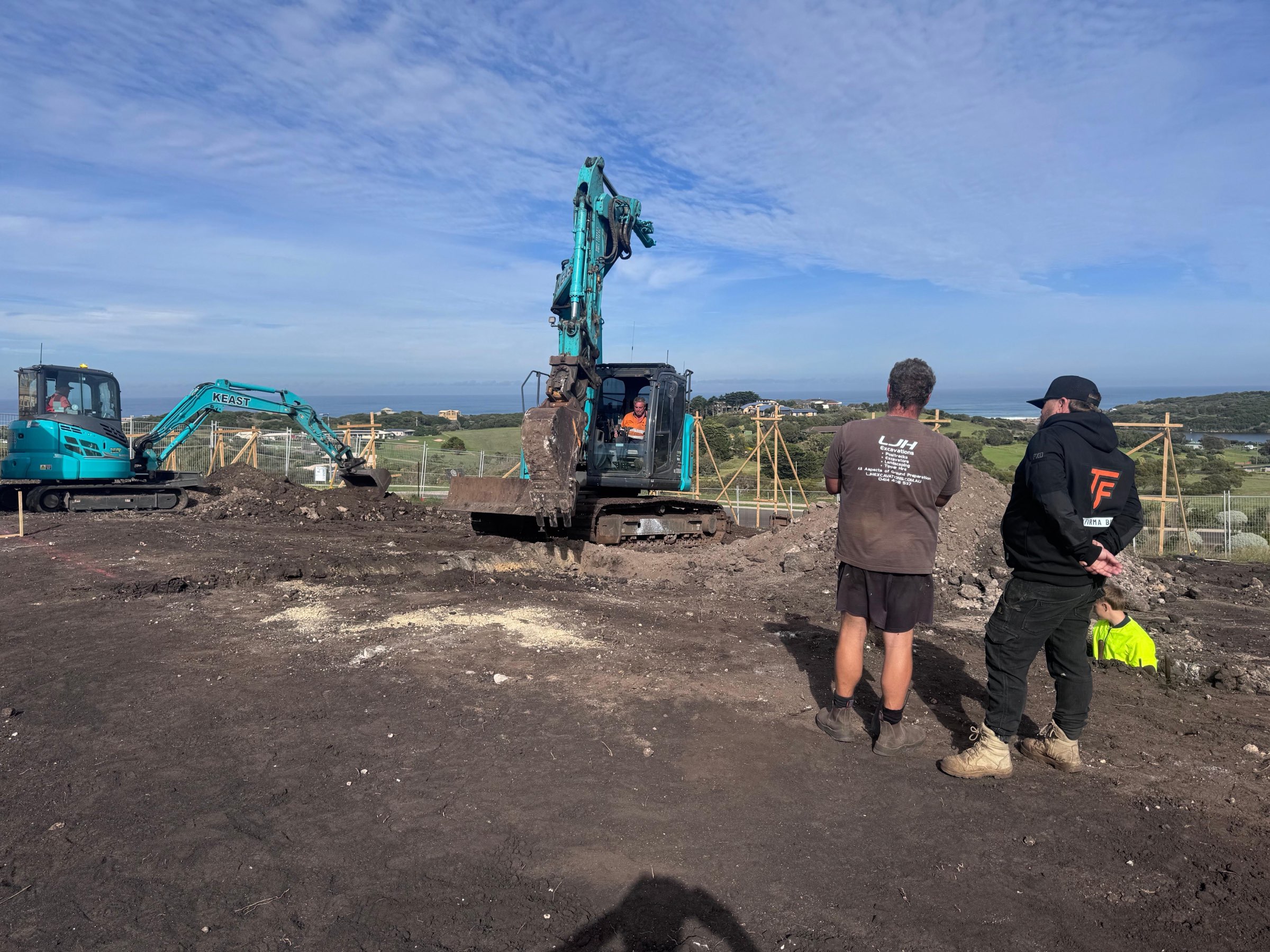 The Terra Firma Built crew on site in their branded hoodies