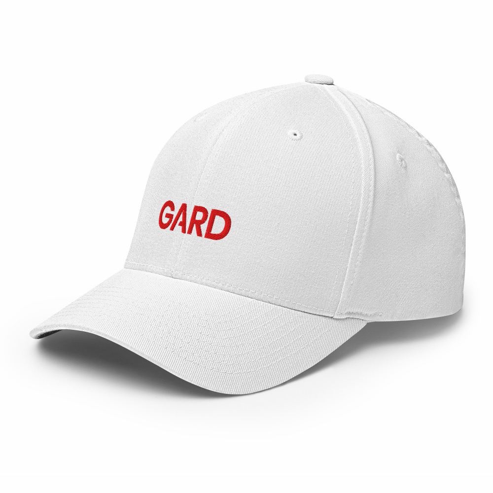 A GARD Constructions white structured cap with the embroidered logo