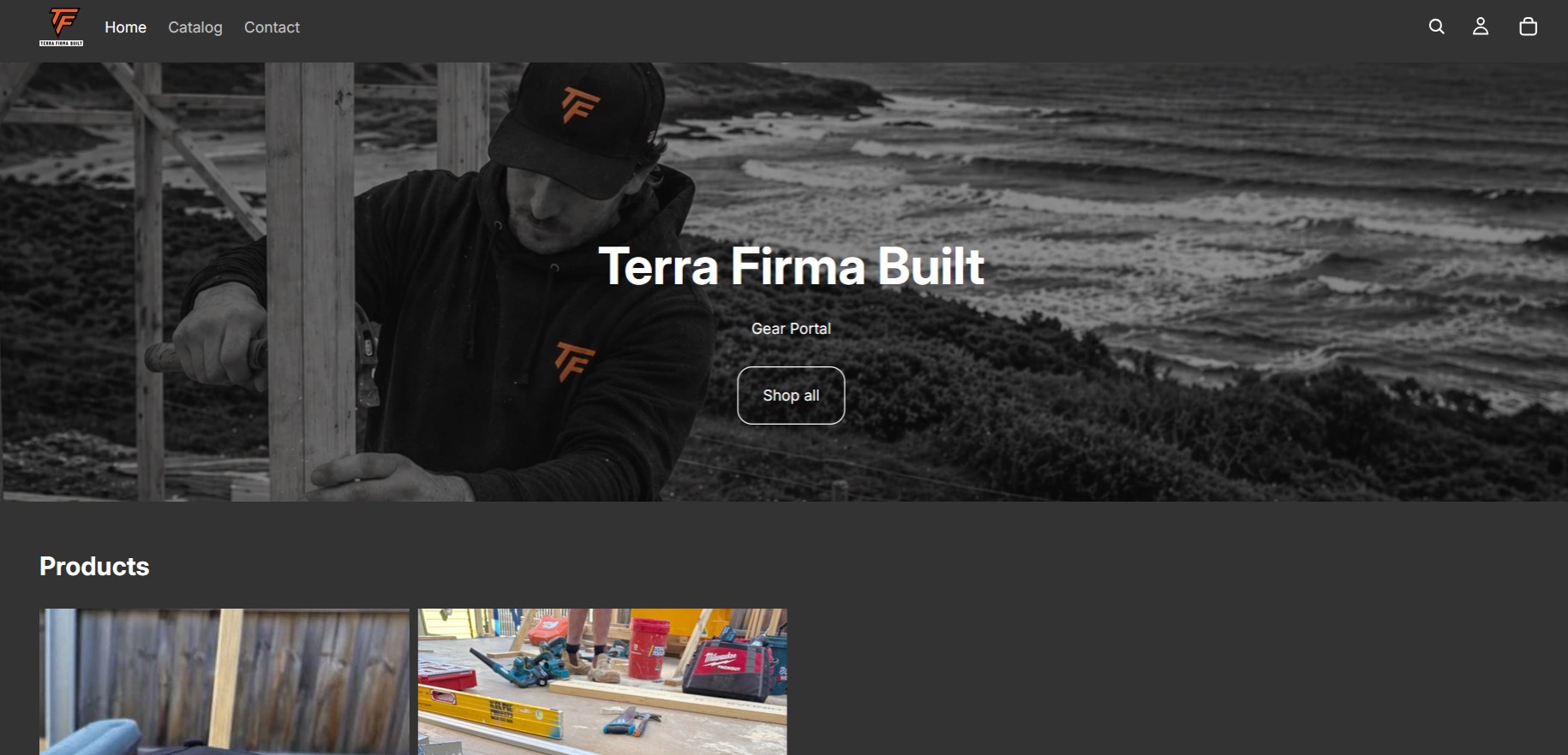 The Terra Firma Built private gear portal storefront